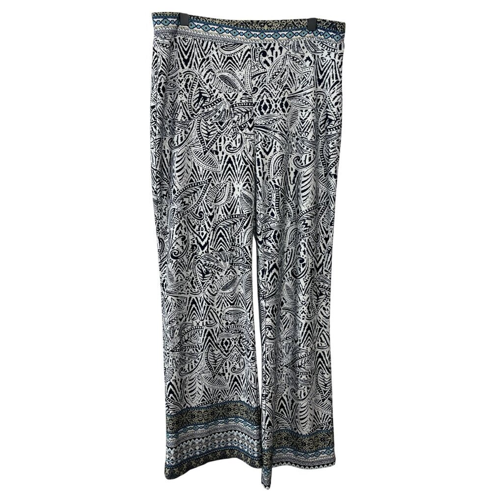 Counterparts Pants Womens Sz S Wide Leg Casual Palazzo Pull On Black White Boho